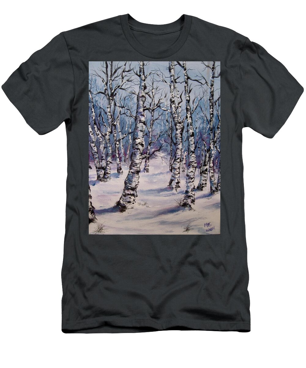 Birch Trees T-Shirt featuring the painting Birch Forest by Megan Walsh