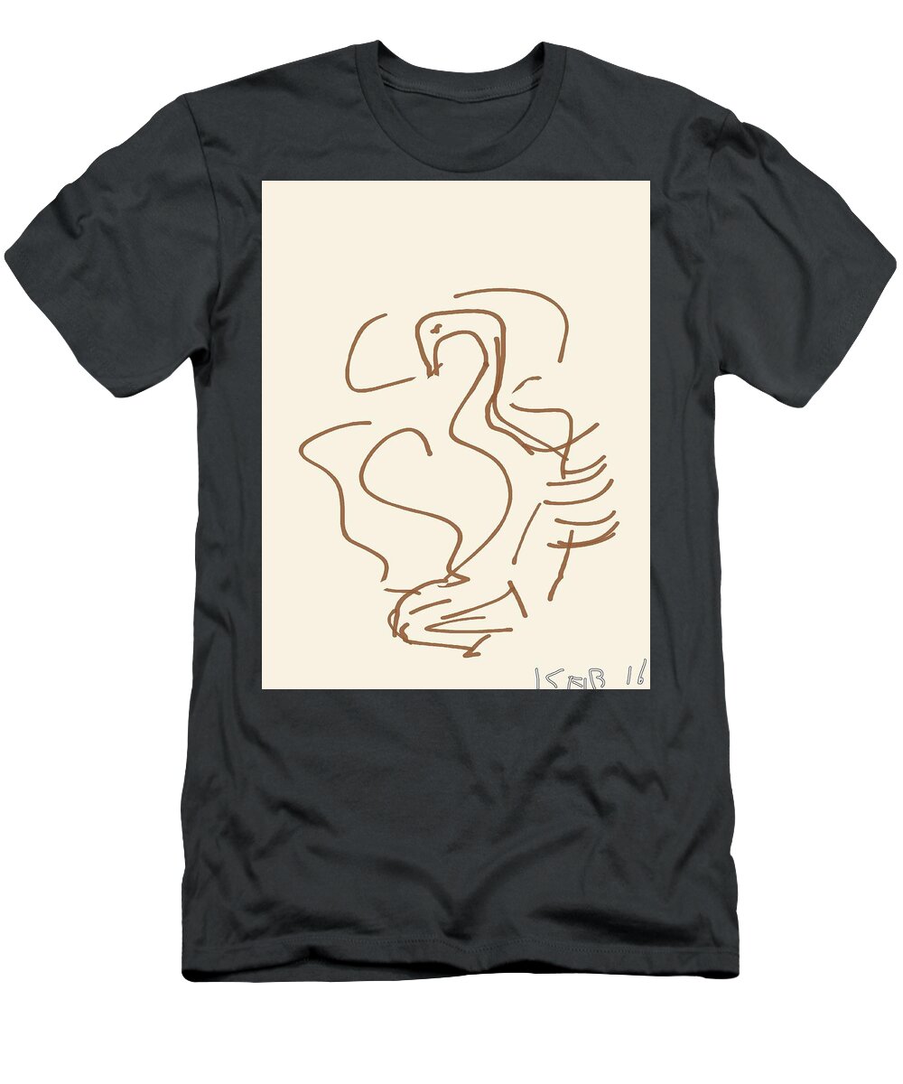 Digital Art T-Shirt featuring the digital art Swan by Kathy Barney