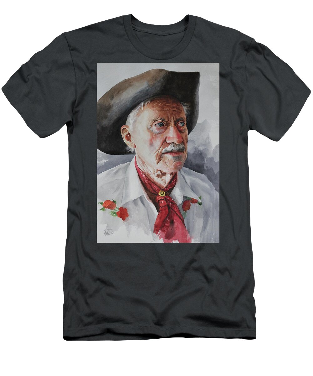Portrait T-Shirt featuring the painting Bird Man by Helal Uddin