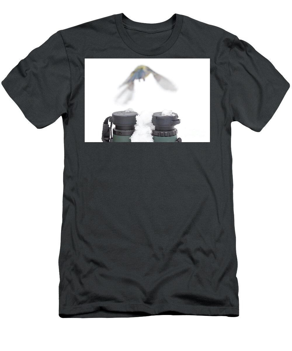 Bird T-Shirt featuring the photograph Bird watching concept in winter by Simon Bratt