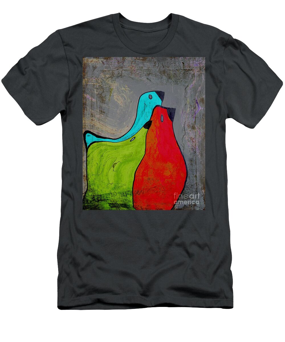 Birds T-Shirt featuring the digital art Birdies - v110b by Variance Collections