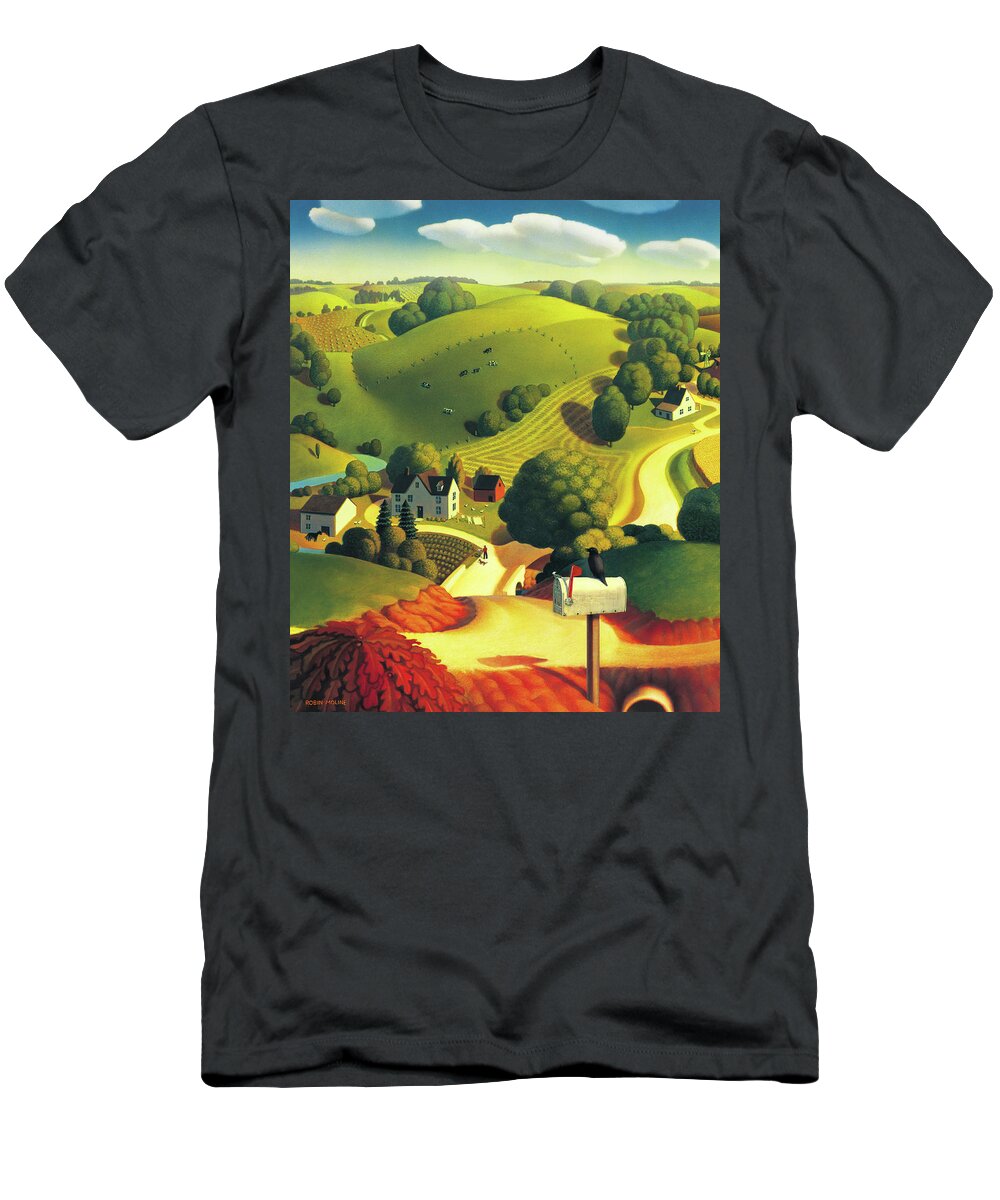 Landscape T-Shirt featuring the painting Birds Eye View by Robin Moline