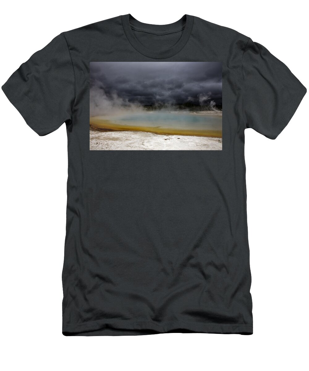 Yellowstone T-Shirt featuring the photograph Black Sand Basin Geyser by Hugh Smith