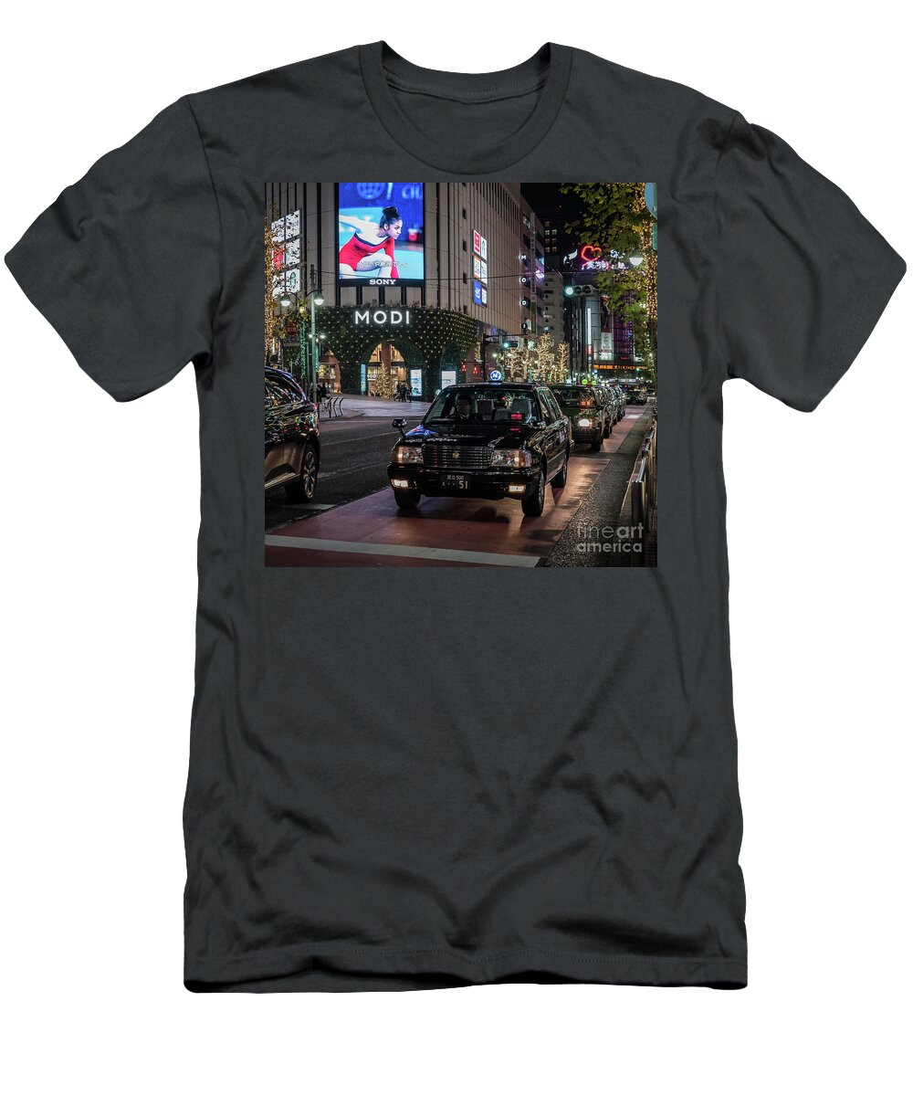 People T-Shirt featuring the photograph Black Taxi in Tokyo, Japan by Perry Rodriguez