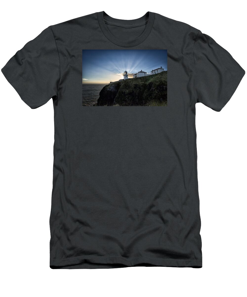 Lighthouse T-Shirt featuring the photograph Blackhead Lighthouse Sunset by Nigel R Bell