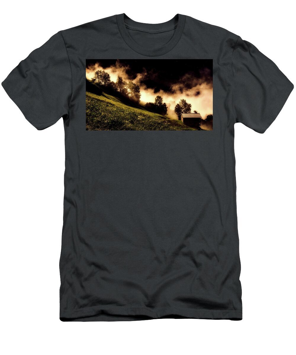 Austria T-Shirt featuring the photograph Blanket Of Fog At Sunrise - Austria by Mountain Dreams