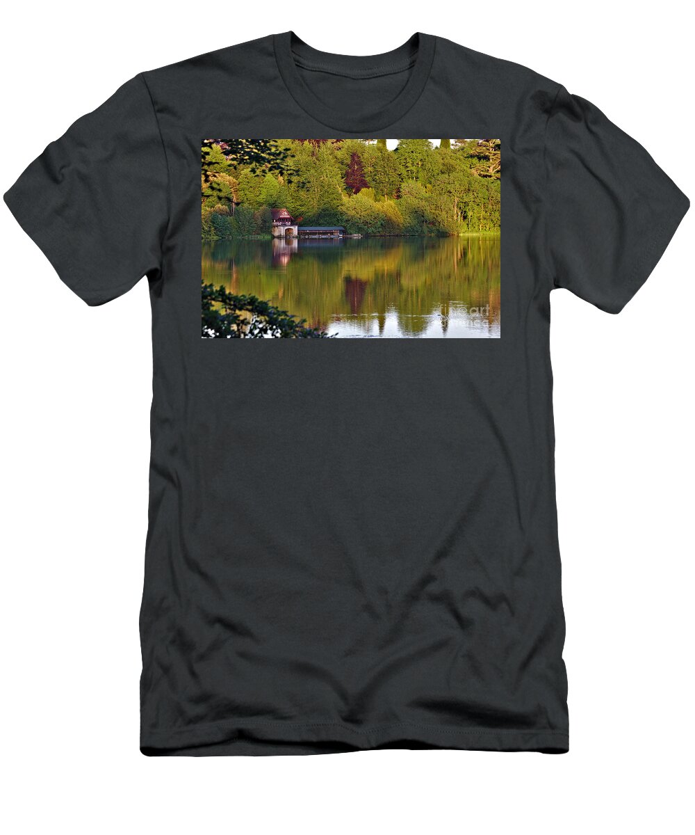 Blenheim Palace T-Shirt featuring the photograph Blenheim Palace Boathouse 2 by Jeremy Hayden