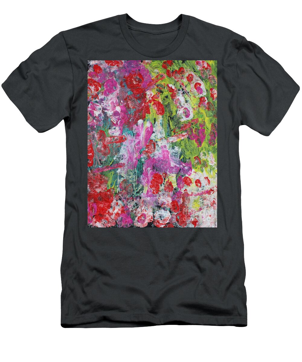 Colors Of Bliss Contentment Delight Elation Enjoyment Euphoria Exhilaration Jubilation Laughter Optimism  Peace Of Mind Pleasure Prosperity Well-being Beatitude Blessedness Cheer Cheerfulness Content T-Shirt featuring the painting Bliss by Sarahleah Hankes