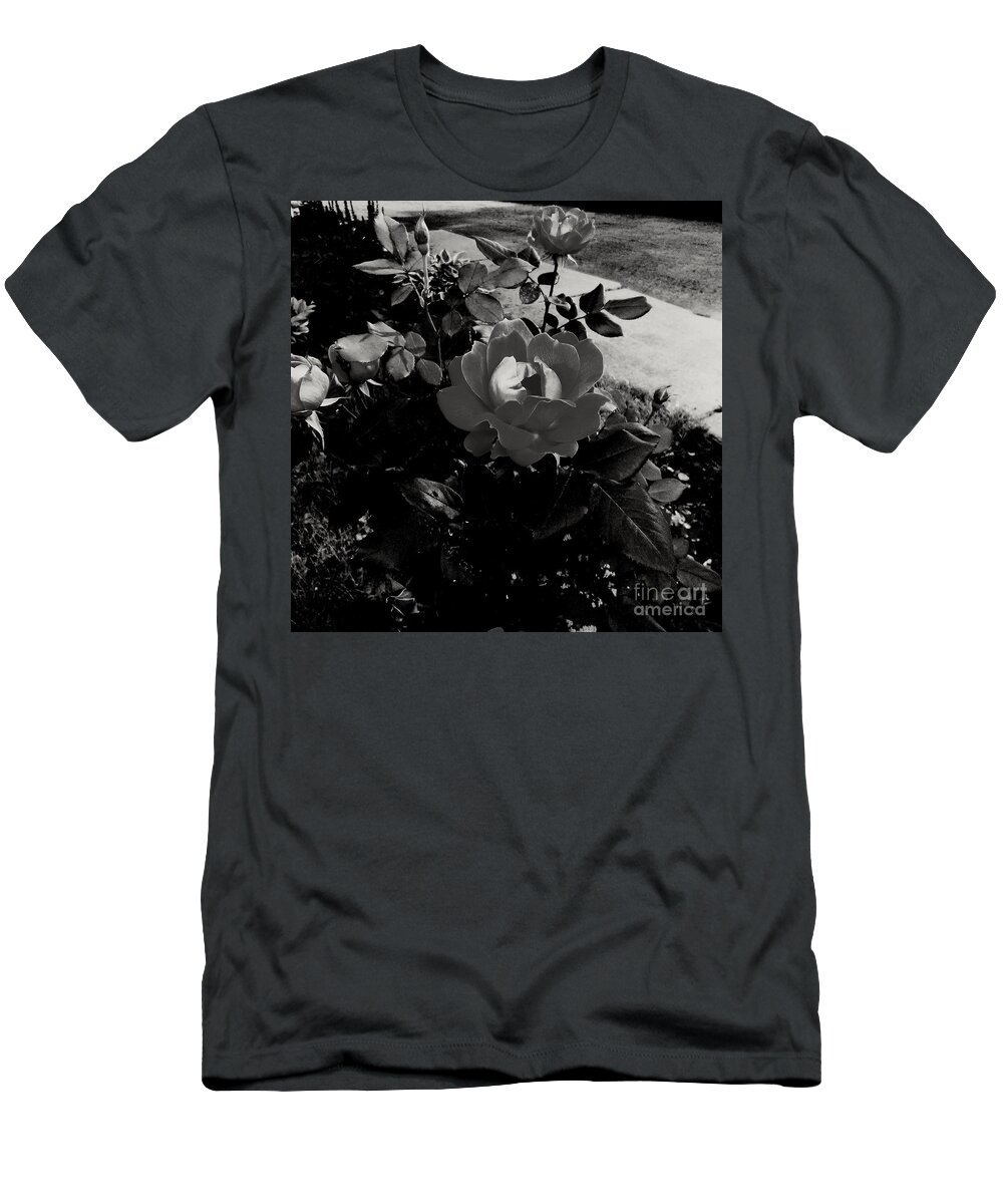 Flower T-Shirt featuring the photograph Blooming Flower in Black and White by Frank J Casella