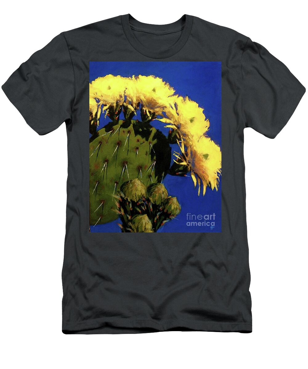 Desert Flower T-Shirt featuring the painting Blooming Prickly Pear by Jessica Anne Thomas