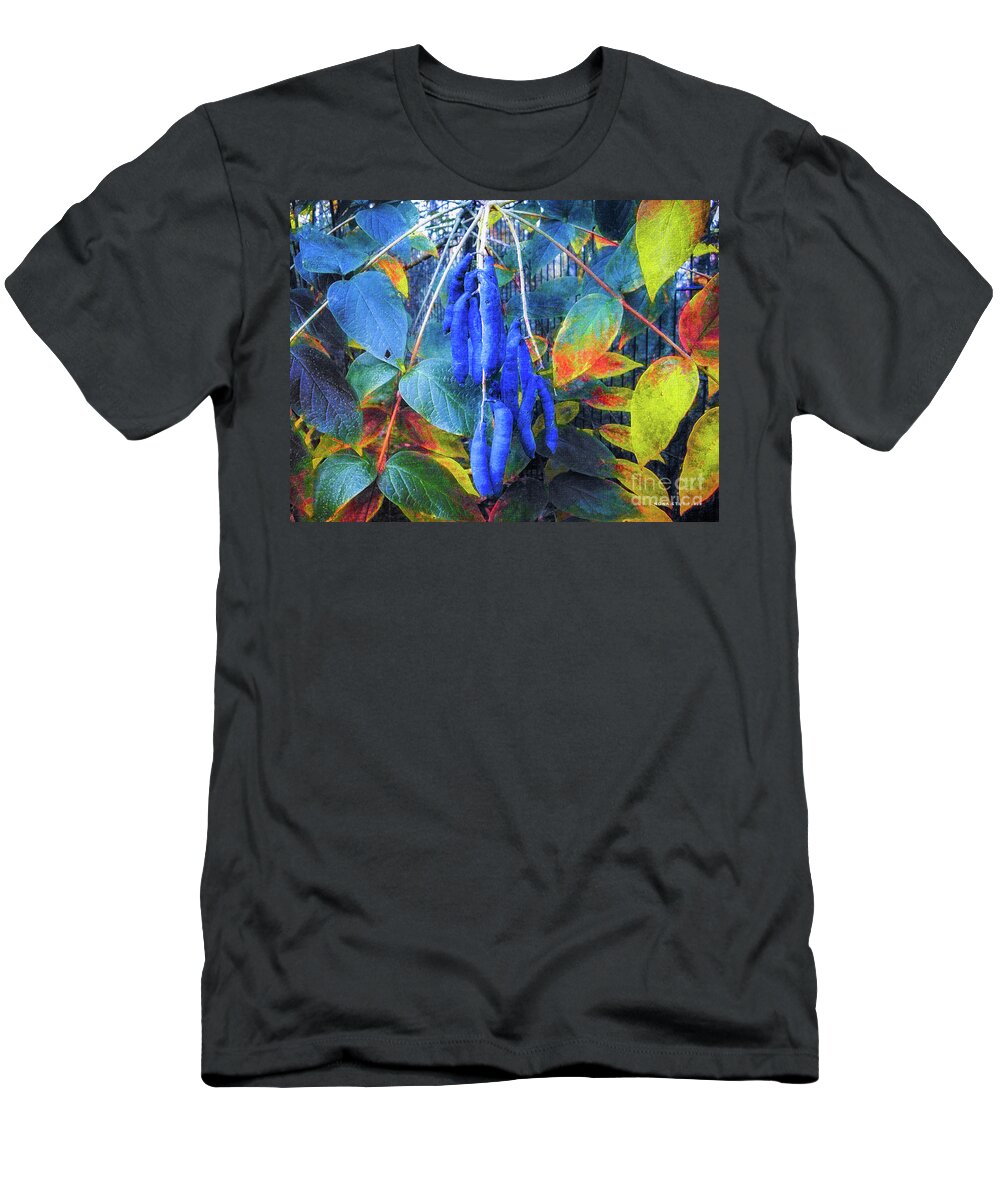 Mona Stut T-Shirt featuring the digital art Blue Beans 3 by Mona Stut
