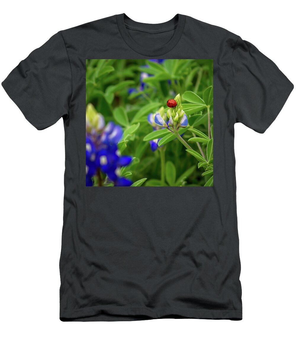 Flowers & Plants T-Shirt featuring the photograph Texas Blue Bonnet and Ladybug by Brad Thornton