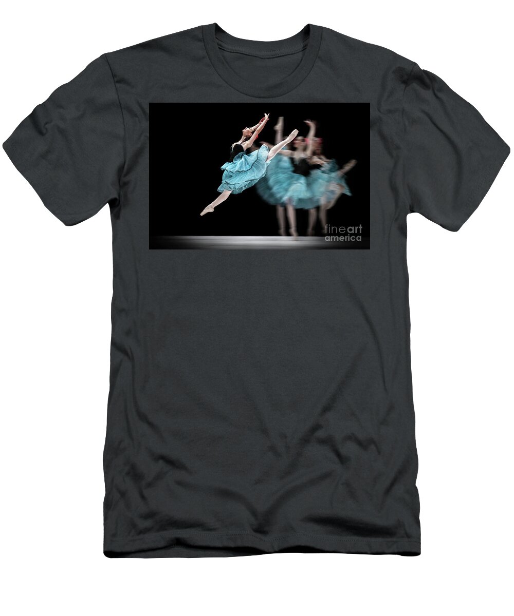 Ballet T-Shirt featuring the photograph Blue dress dance by Dimitar Hristov