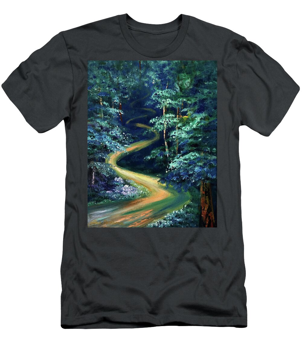 Blue Forest T-Shirt featuring the painting Blue Forest by Gina De Gorna