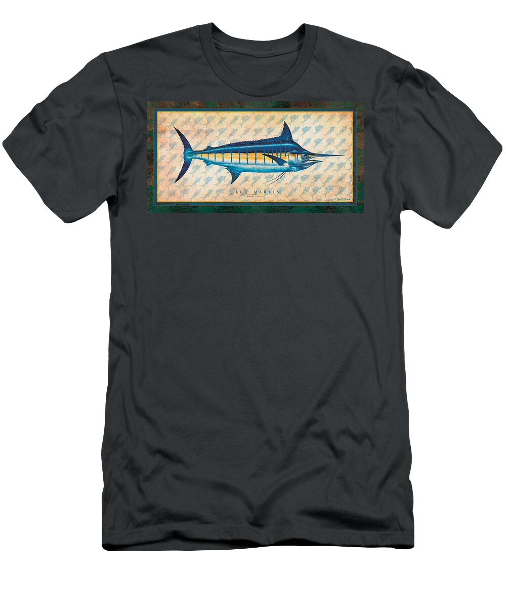 Jon Q Wright T-Shirt featuring the painting Blue Marlin by JQ Licensing