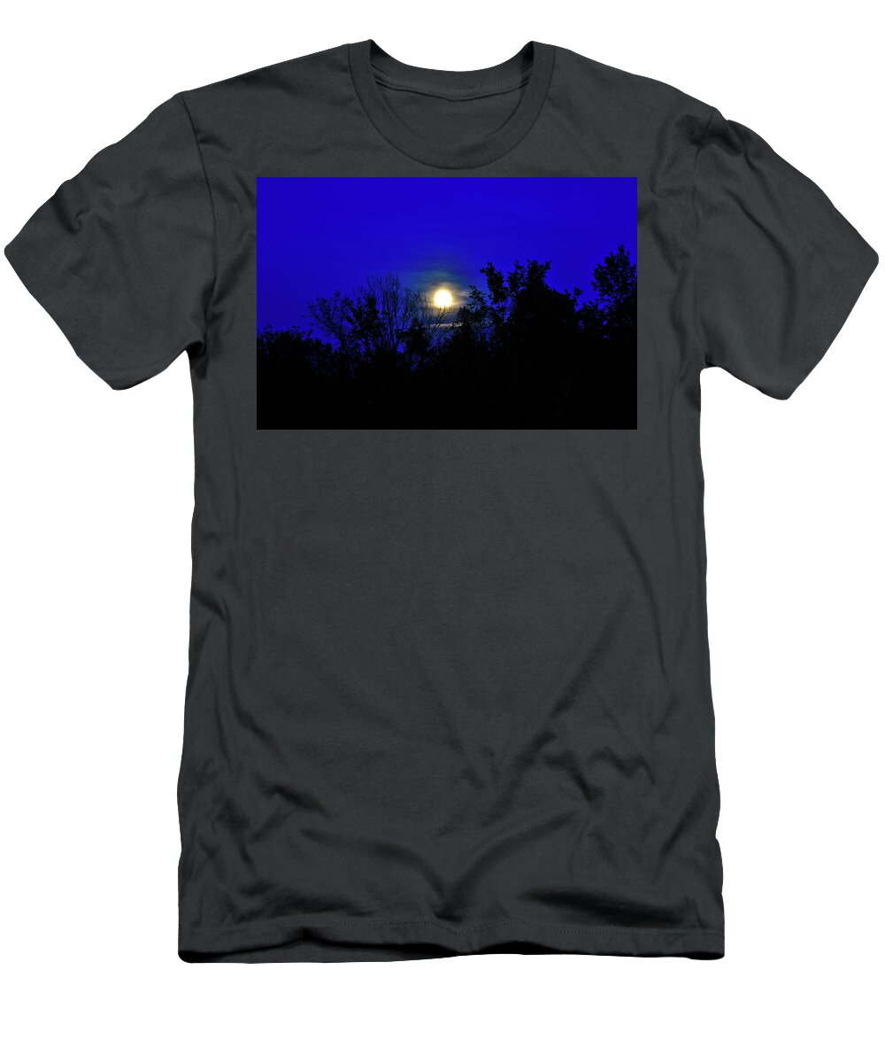Blue Moon Print T-Shirt featuring the photograph Blue Moon by Gwen Gibson