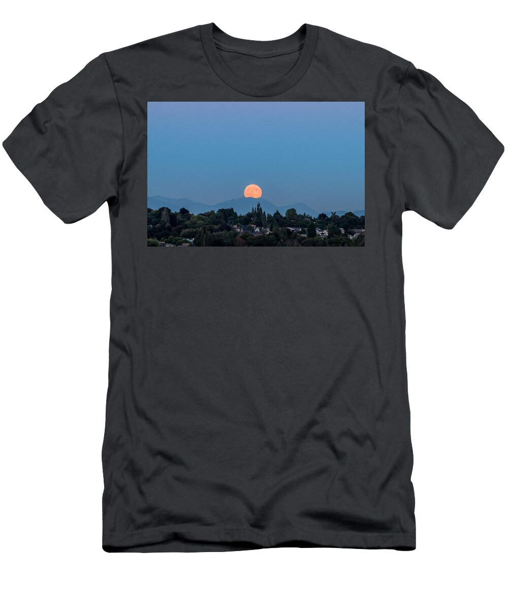 Moon Rise T-Shirt featuring the photograph Blue Moon.2 by E Faithe Lester
