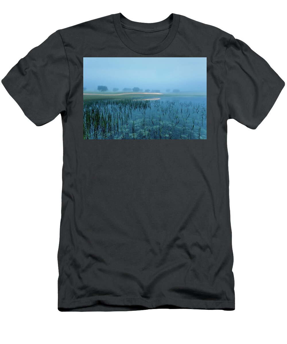 Pier T-Shirt featuring the photograph Blue morning flash by Jorge Maia