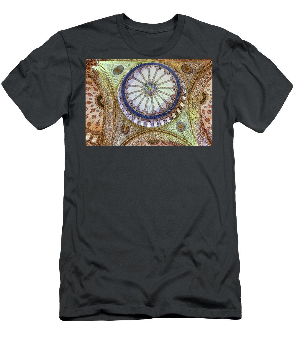 Blue Mosque Ceiling T-Shirt featuring the photograph Blue Mosque Ceiling by Phyllis Taylor