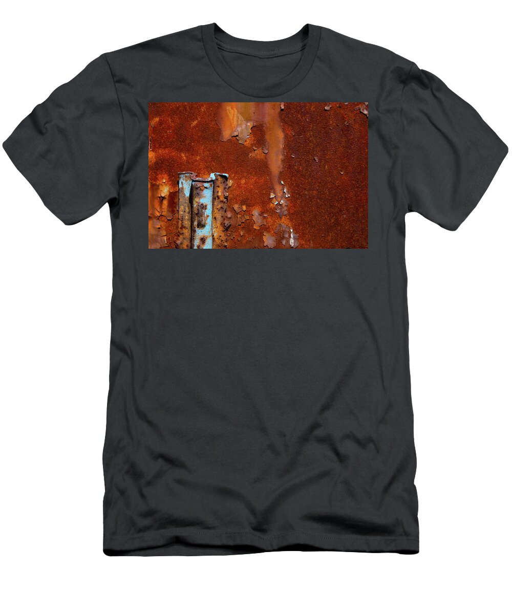 Major Rust T-Shirt featuring the photograph Blue On Rust by Karol Livote