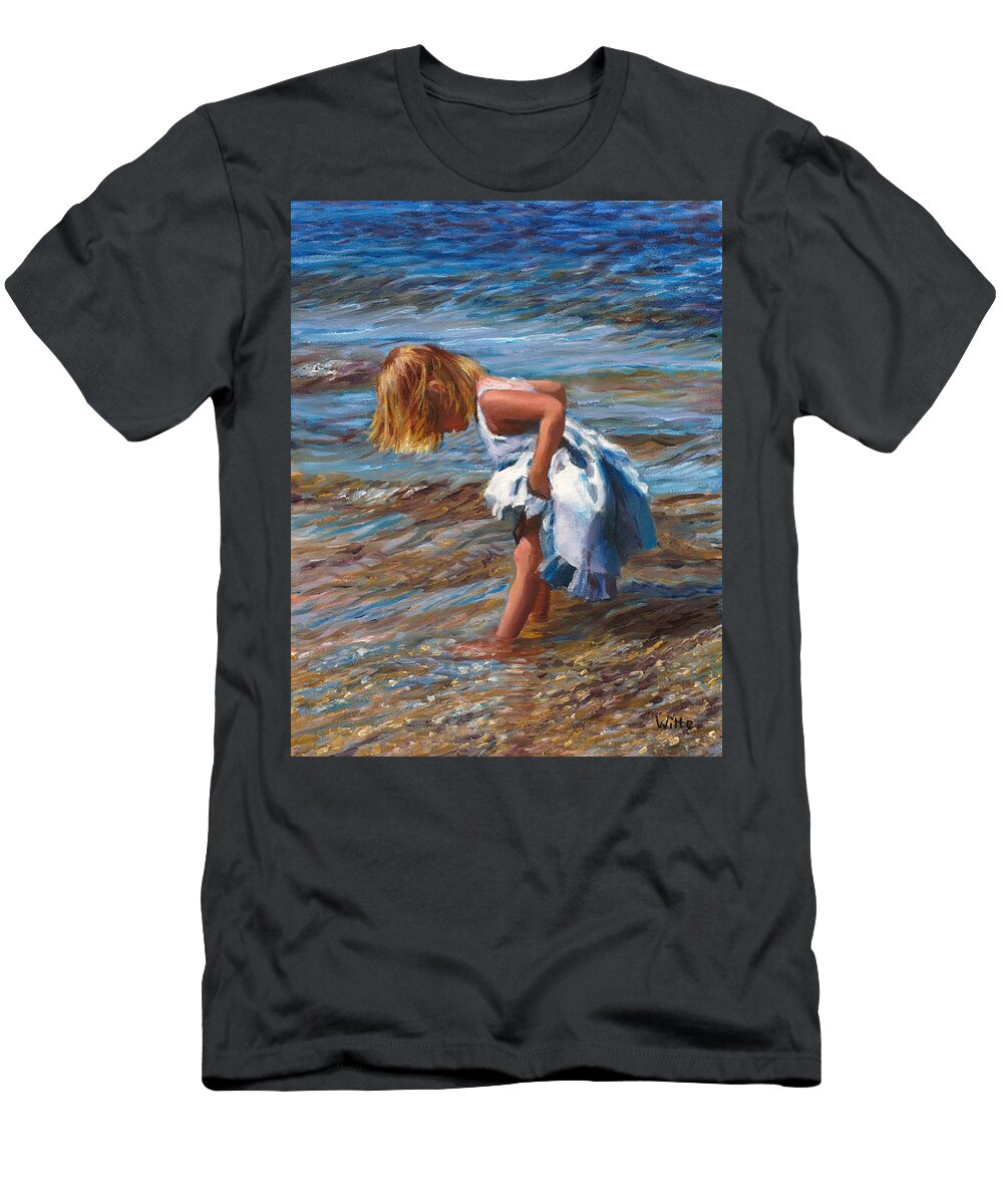 Children T-Shirt featuring the painting Blue Pinafore by Marie Witte