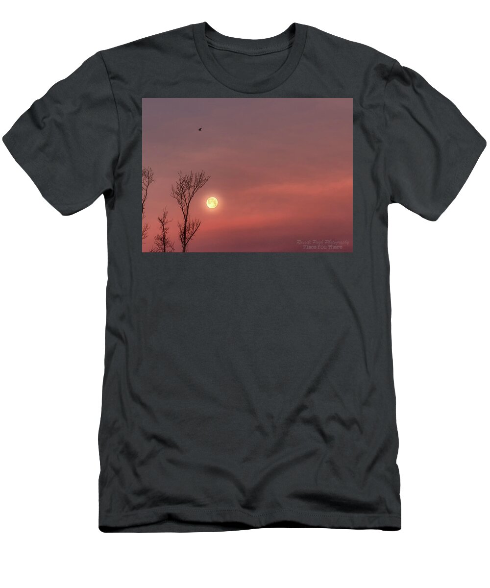 Blue Moon T-Shirt featuring the photograph Blue Pink Moon by Russell Pugh