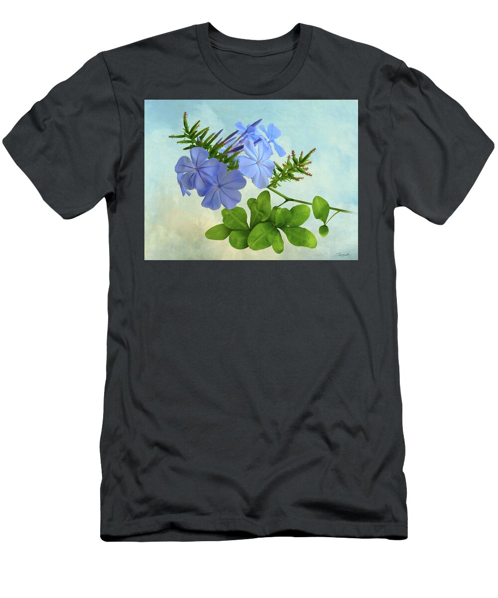 Flower T-Shirt featuring the digital art Blue Plumbago by M Spadecaller