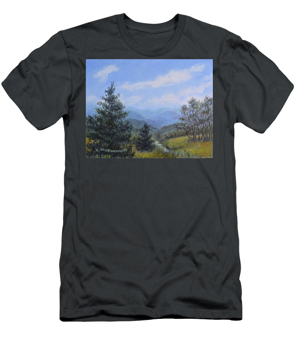 Mountains T-Shirt featuring the painting Blue Ridge Stream by Kathleen McDermott