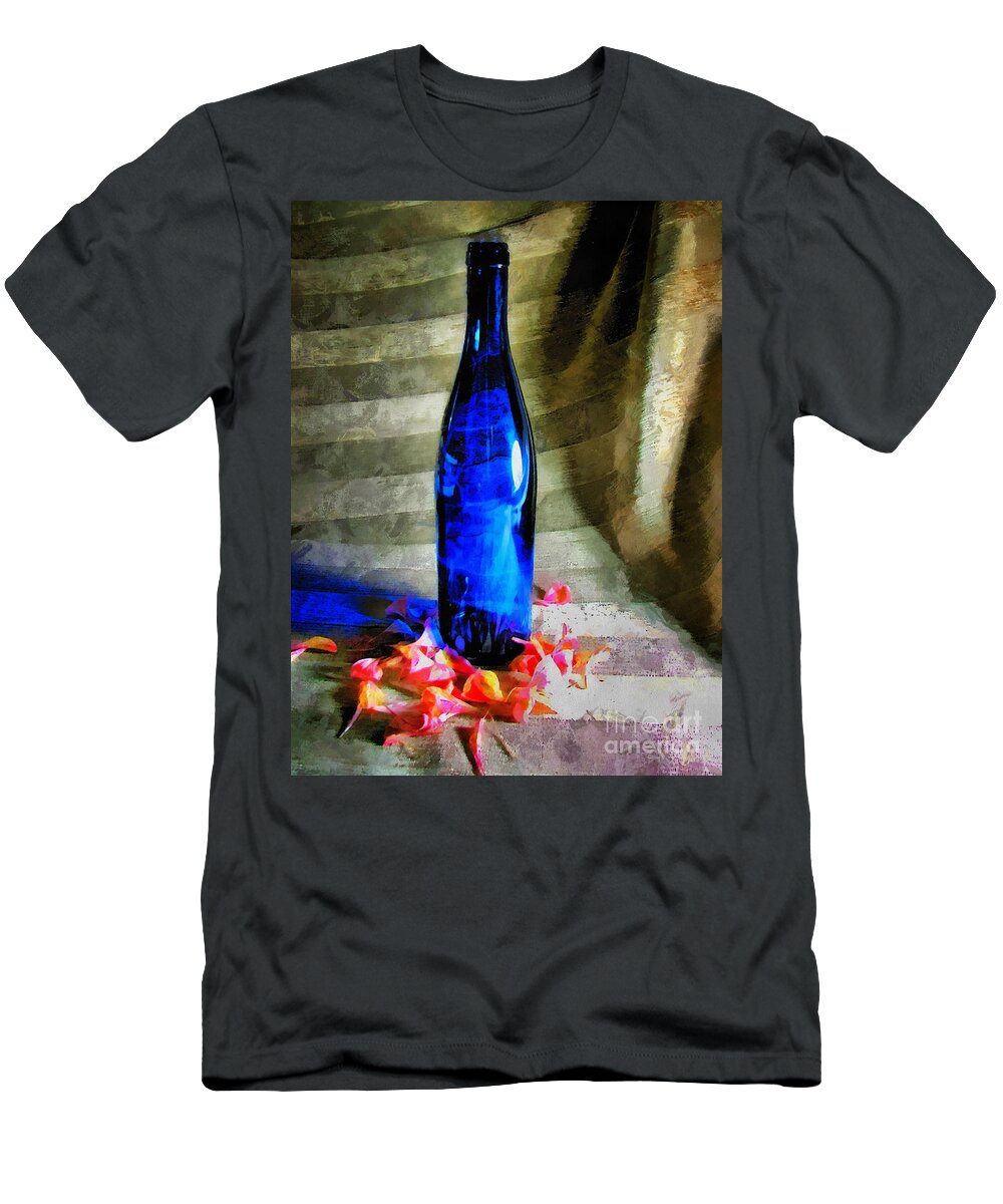 Bottle T-Shirt featuring the photograph Blue Wine Bottle by Todd Blanchard