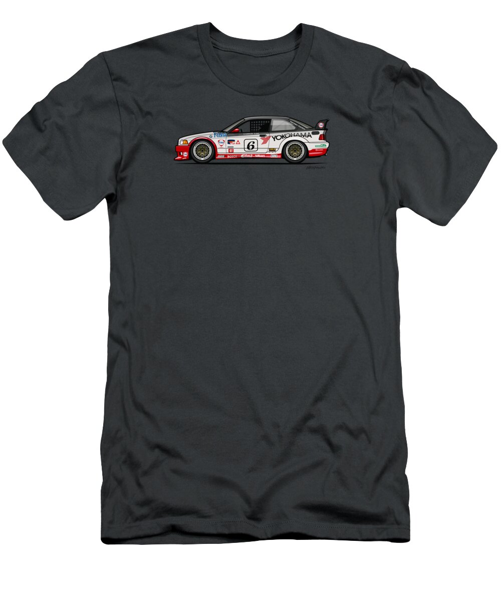 Car T-Shirt featuring the digital art Bmw 3 Series E36 M3 GTS-2 PTG Race Car by Tom Mayer II Monkey Crisis On Mars