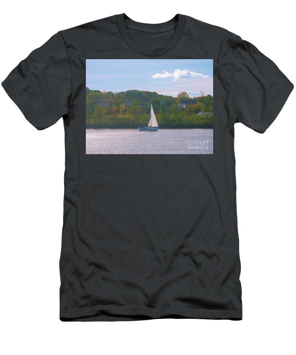  T-Shirt featuring the photograph Boat on the river by Studio Two Twenty - Four