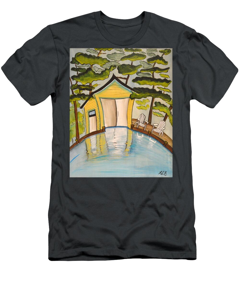 Abstract T-Shirt featuring the painting Boathouse by Heather Lovat-Fraser