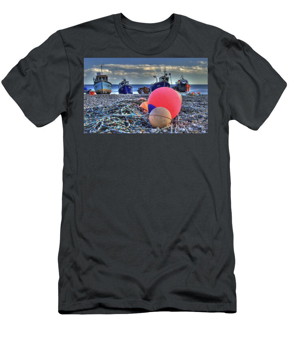 Boats T-Shirt featuring the photograph Boats on the Beach at Beer by Rob Hawkins
