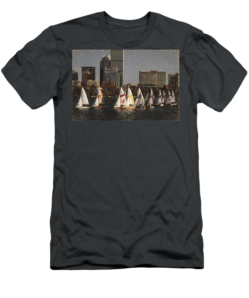 Boston T-Shirt featuring the photograph Boats on the Charles River Boston MA by Toby McGuire