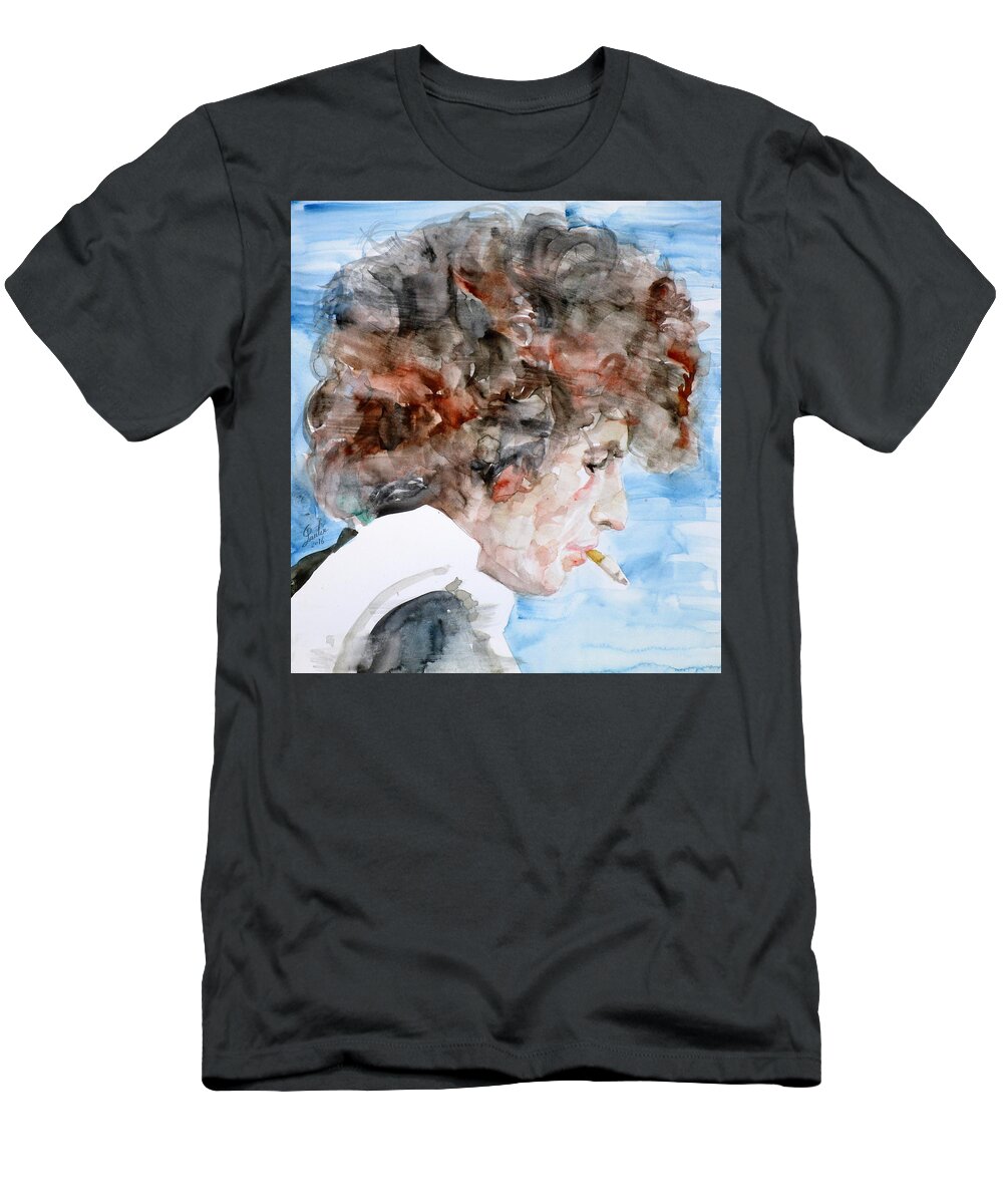 Bob Dylan T-Shirt featuring the painting BOB DYLAN - watercolor portrait.17 by Fabrizio Cassetta