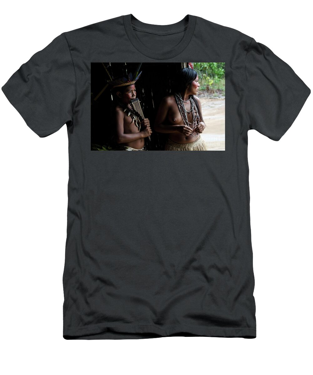 Brazilian T-Shirt featuring the photograph Boy And Girl Of The Amazon by Bob Christopher
