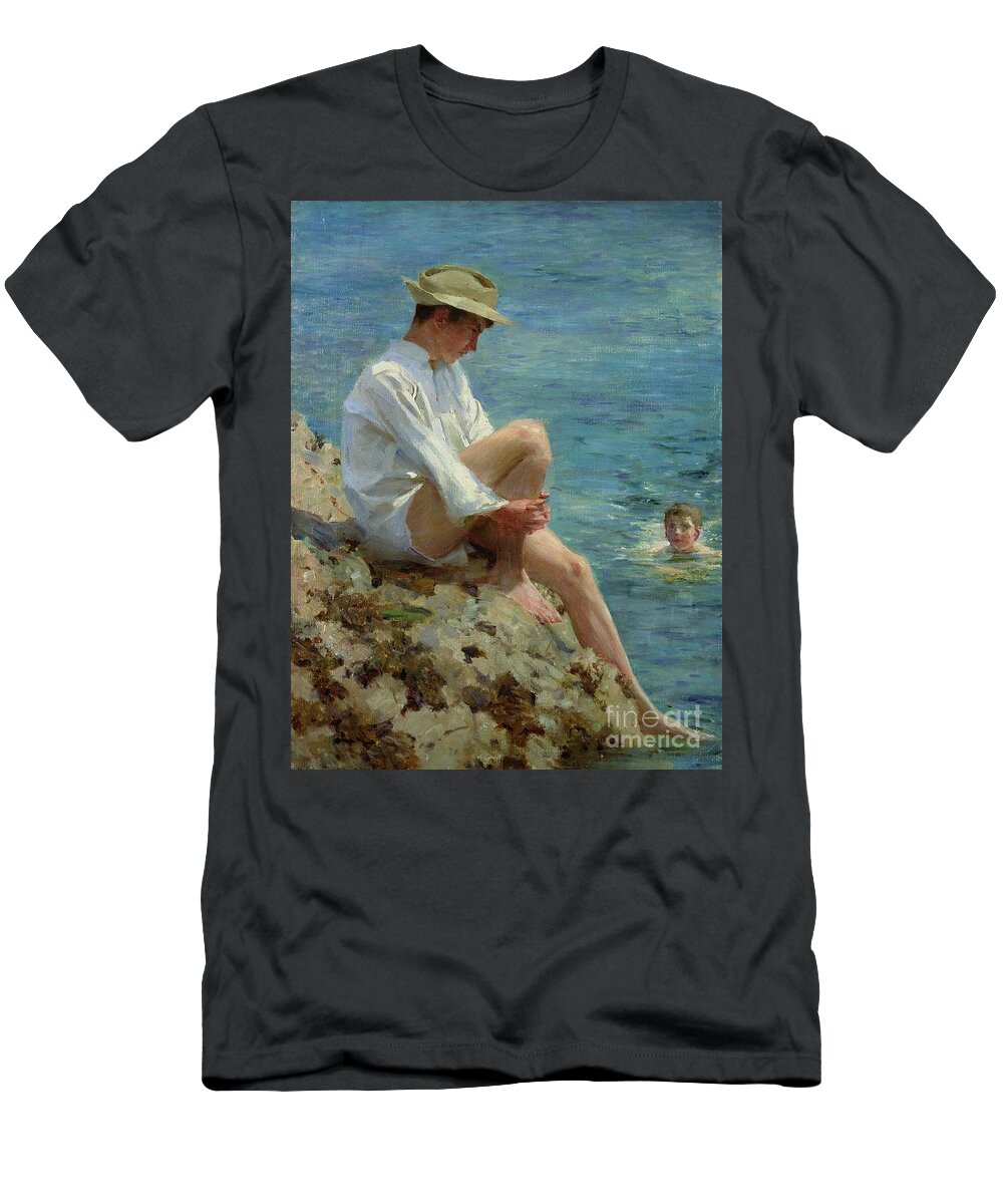 Boys T-Shirt featuring the painting Boys Bathing by Henry Scott Tuke