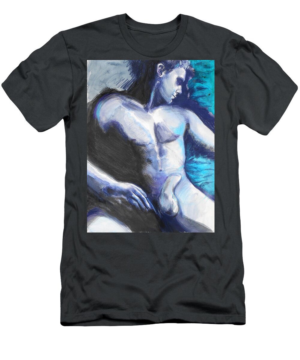 Male Figure Art T-Shirt featuring the painting Boys Blues by Rene Capone
