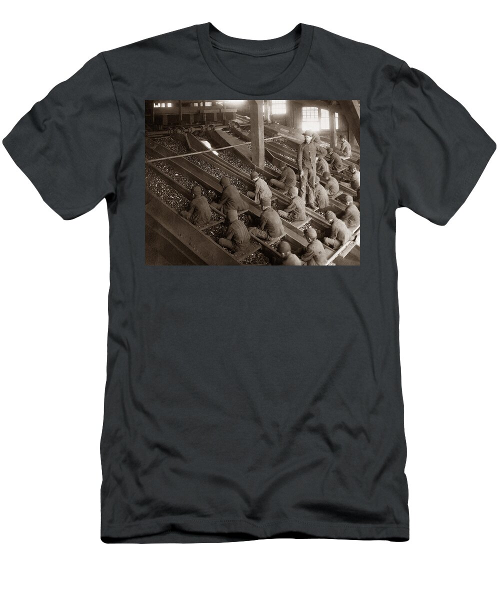 Breaker Boys T-Shirt featuring the photograph Breaker Boys Lehigh Valley Coal Co Maltby PA Near Swoyersville PA Early 1900s by Arthur Miller
