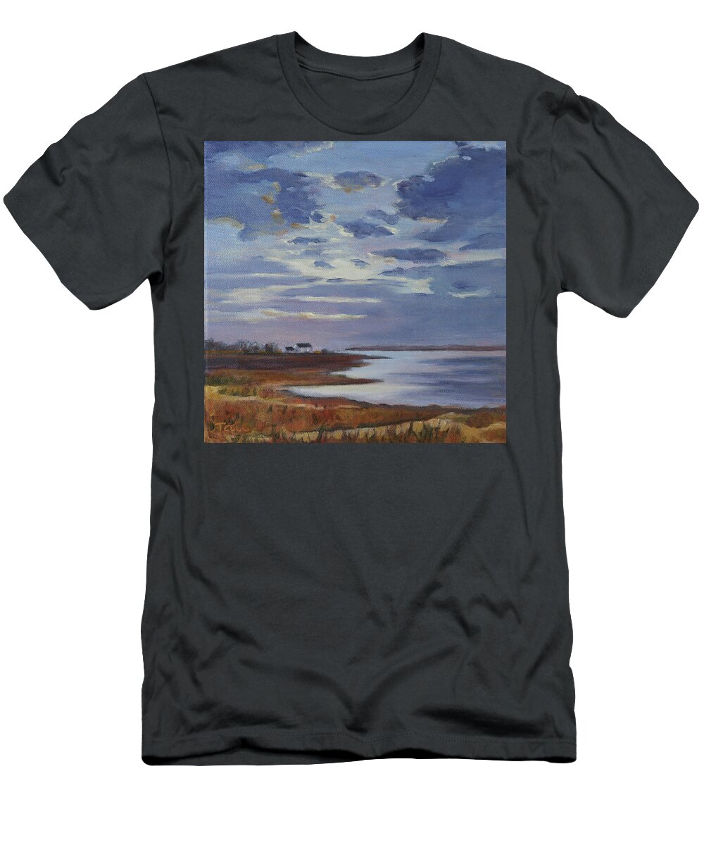 Vineyard Colors T-Shirt featuring the painting Breaking Up the Clouds by Trina Teele