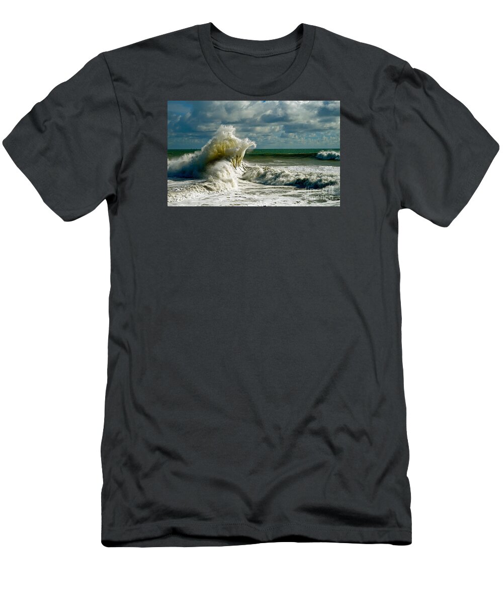 Breakwater T-Shirt featuring the photograph Breakwater Backwash by Michael Cinnamond