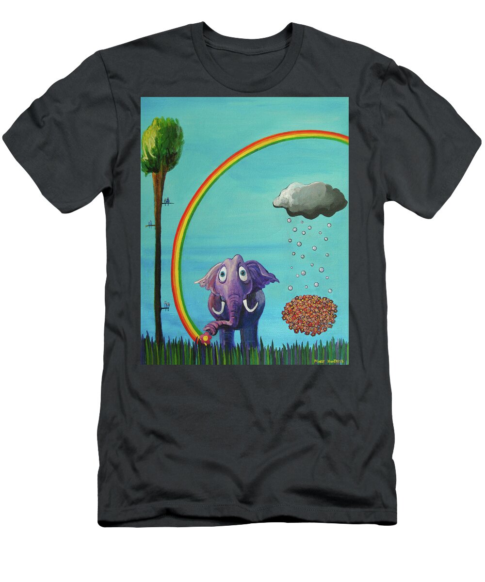 Rainbow T-Shirt featuring the painting Breathe by Mindy Huntress