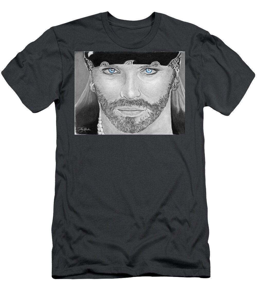 Brett T-Shirt featuring the drawing Brett Michaels by Bill Richards