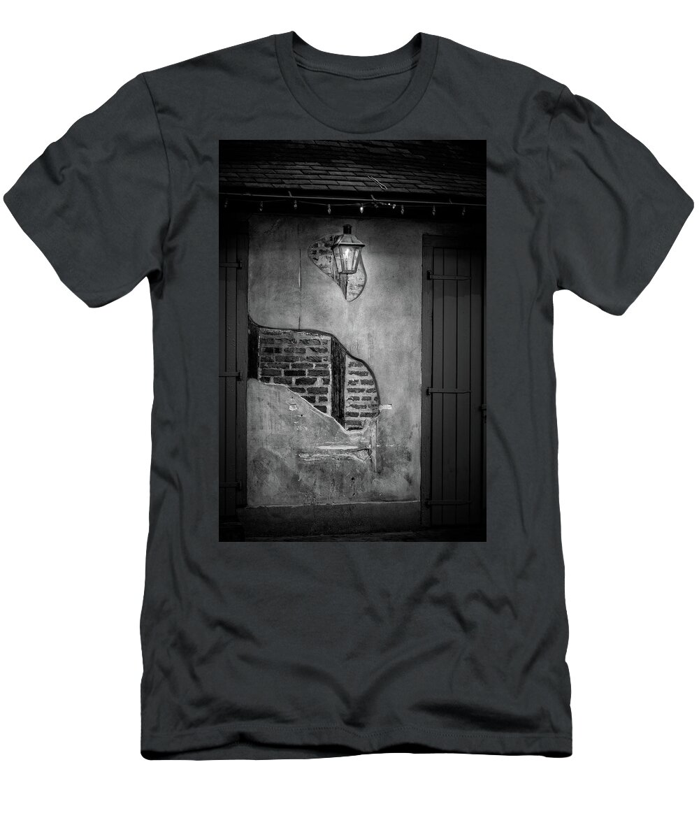 Briquette-entre-poteauxe Style T-Shirt featuring the photograph Bricks In The Wall In Black and White by Greg and Chrystal Mimbs