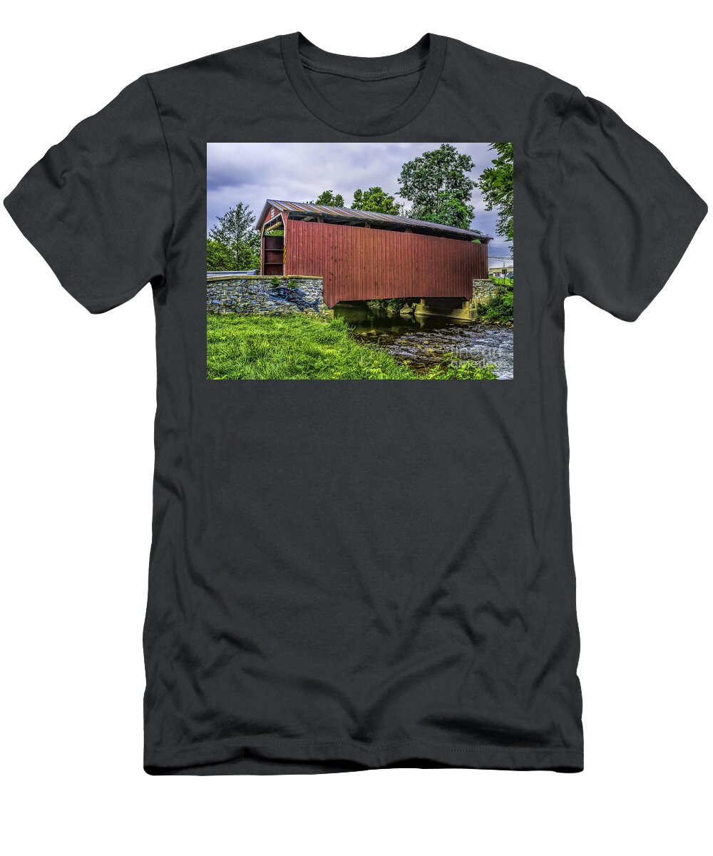 Landis T-Shirt featuring the photograph Bridge at Landis Mill by Nick Zelinsky Jr
