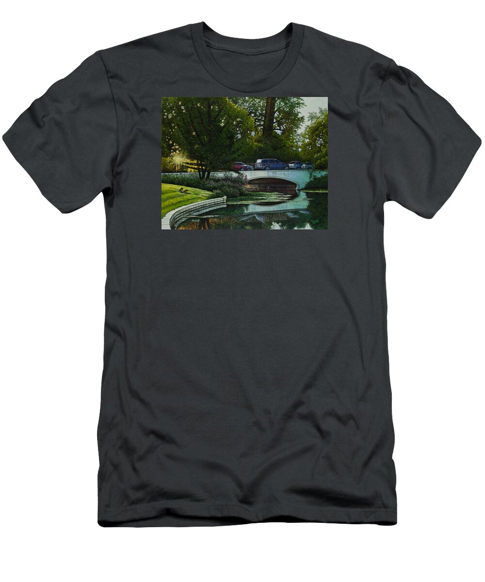 Forest Park T-Shirt featuring the painting Bridges of Forest Park V by Michael Frank