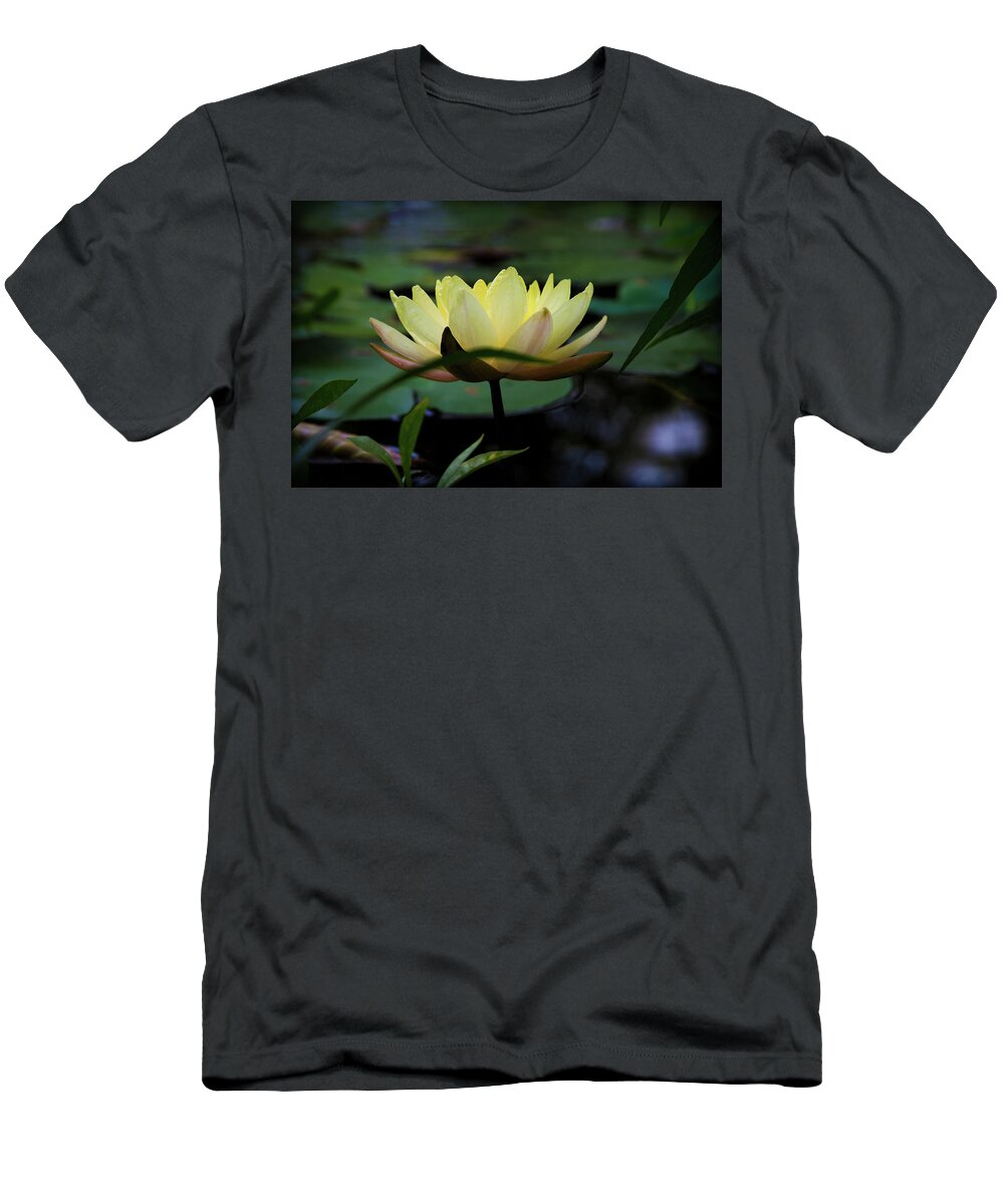 Bright Lemon Water Lily T-Shirt featuring the photograph Bright Lemon Water Lily by Bonnie Follett