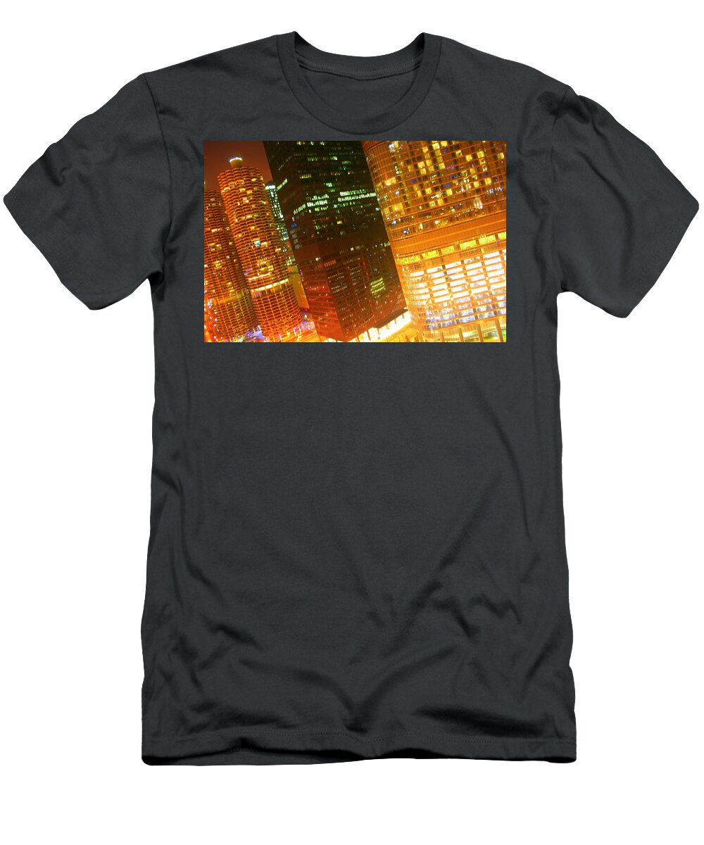 Cityscape T-Shirt featuring the photograph Bright lights of Chicago by Julie Lueders 