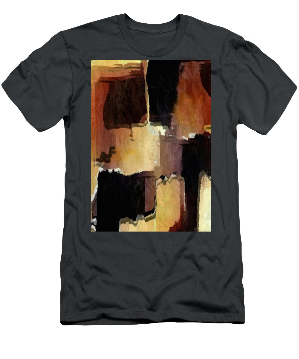 Photograph T-Shirt featuring the digital art Brown Black Block Abstract by Delynn Addams