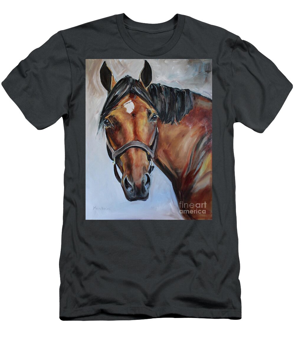 Horse T-Shirt featuring the painting Brown Horse by Maria Reichert